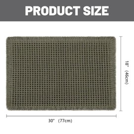 AIBIIN Waffle Pattern Bath Mat Super Absorbent Non Slip Machine Washable Rubber Backed Bath Mat for Living Room Bathroom Door Mat 18 x 30 inch, Green