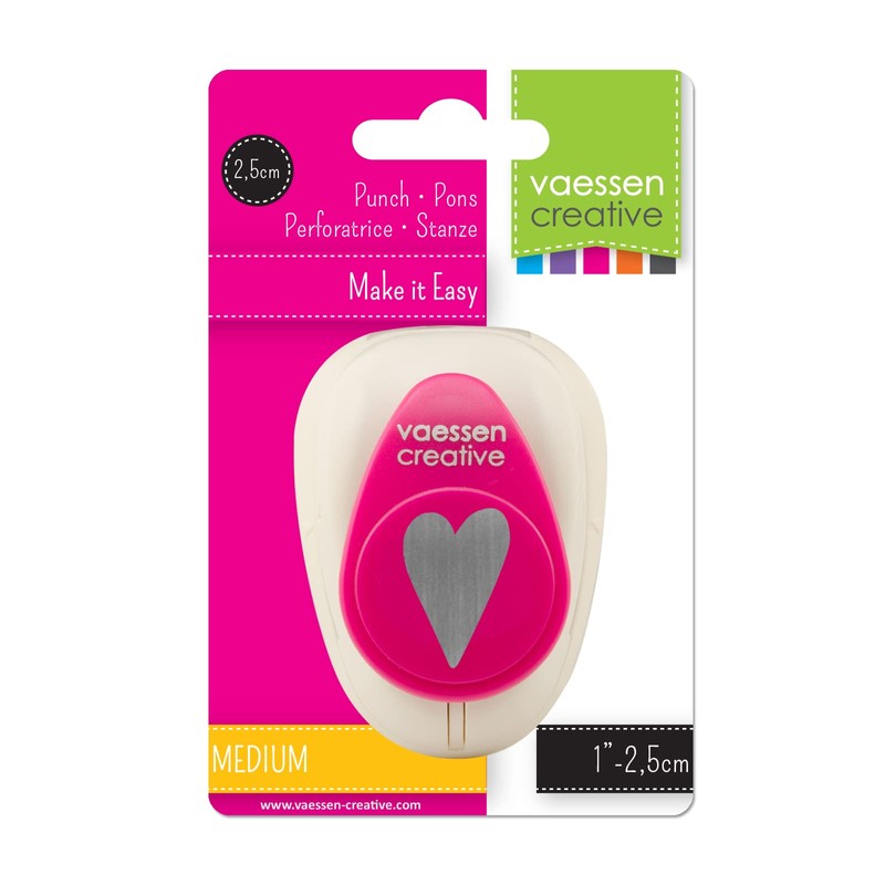 Vaessen Creative 21435-011 Craft Paper Punch Medium, Long Heart, for