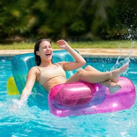 Funscape Inflatable Pool Recliner Lounger, Swimming Pool Floating Lounge, Adult Sun Tanning Chair W/Cup Holder, Beach Water Sofa Floaties, Fun Yard Summer Party Gift for Boys Girls Teens Family Women