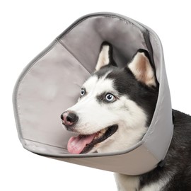BARKLESS Dog Cone, Soft Cone for Puppies and Cats After Surgery to Stop Licking, Adjustable Elizabethan Collar, Neuter Cone of Shame Alternatives, Lightweight Dog Recovery Collar (Grey, S)