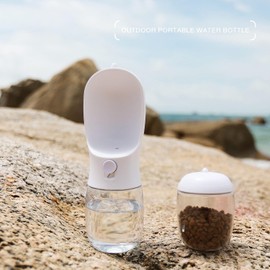 Botella de agua para perro, botella de agua portátil para mascotas con función de bebida y alimentación, botella de agua portátil para exteriores, para gatos, conejos, cachorros y otros animales