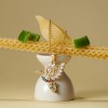 Collar Para Mujer Bano Oro 14k Dije Colibri Moissanita Multi