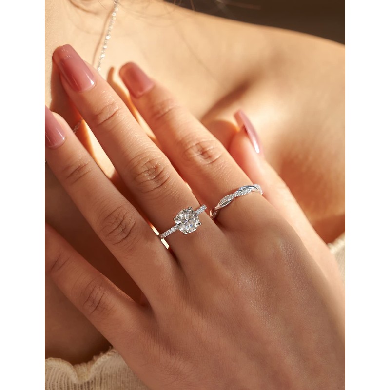 IMOLOVE Moissanite Engagement Ring for Women, Moissanite Wedding band for
