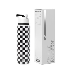 Simple Modern Water Bottle with Straw Lid | Vacuum Insulated Stainless Steel Metal Thermos | Reusable Leak Proof BPA-Free Flask for Sports Gym | Summit Collection | 30oz, Black and White Checkmate