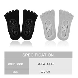 TSHAOUN 2 Pairs Yoga Socks for Women,Pilates Socks,Non Slip with Toes 5 Toe Socks Full Toe Yoga Socks for Pilates Barre Fitness.size: UK 4-6 | EUR 36-39 (2 colors)