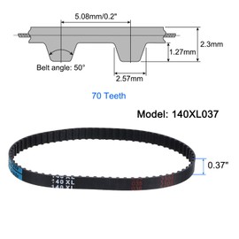 sourcing map 3 Pcs 140XL 037 Timing Belt 70 Teeth Rubber Geared Cogged Belt, 0.37" Width, 0.20" Pitch Synchronous Timing Belt