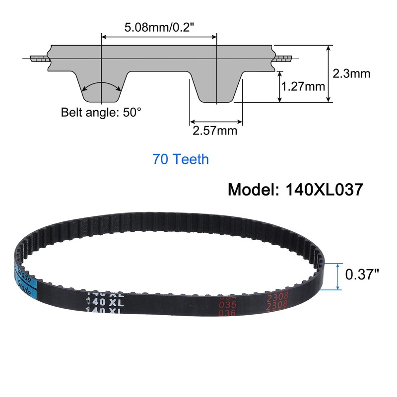 sourcing map 3 Pcs 140XL 037 Timing Belt 70 Teeth