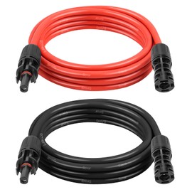 Solar Panel Extension Cable - 8AWG 5FT Solar Wire with Female & Male Waterproof Connector PV Wire for RV, Photovoltaic Systems, Home, Boat, Solar Panels, Car(5 Feet Red + 5 Feet Black)