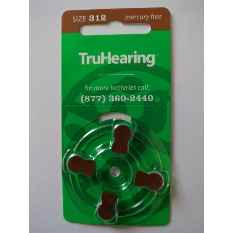 TruHearing Pack Of FOUR Each TruHearing Aid Batteries SIZE 312