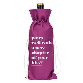 XFW Purple Funny New Chapter Wine Bag New Beginnings Gifts for Women Men Farewell Gifts for Friends Going Away Gifts for Coworkers Women Men Moving Away Gifts for Friends New Teacher Gifts