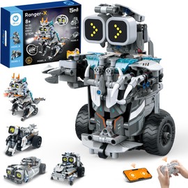 Sillbird Building Robot Dinosaur Kit with Remote Control Christmas Stem Gifts for Boys Age 8-12, Build Coding Robotic Toys for Kids Birthday, 5 in 1 Buildable Set with 646 Pieces