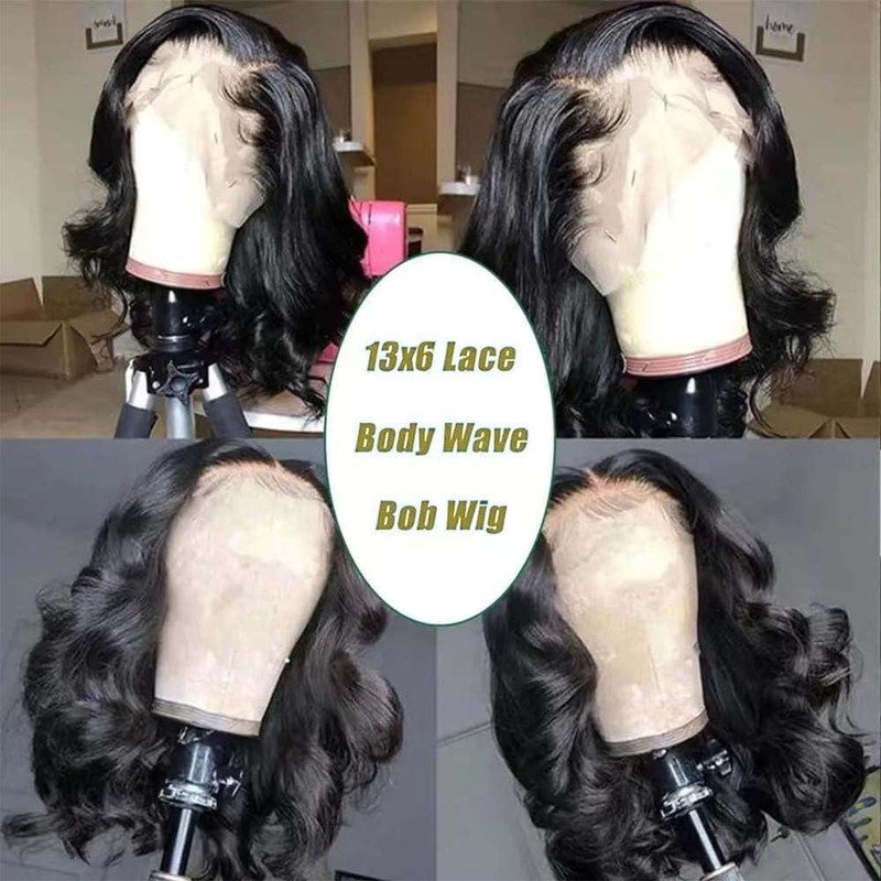 12 Inch Bob Wig Human Hair Short Body Wave Lace