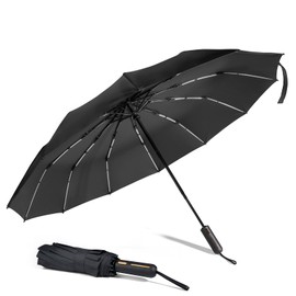 Carehabi Umbrella, 106 cm Span Width, Black, Umbrella Windproof with 12 Ribs, Stable Windproof, Umbrella Windproof with Automatic Open/Close