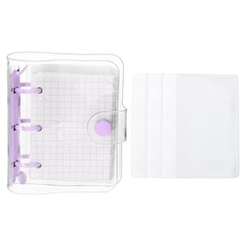 PATIKIL Clear 3 Ring Binder Cover, PVC Notebook Binder Mini Refillable Loose Leaf Folder Planner with 80 Sheets Paper, Purple