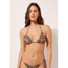 CALZEDONIA Woman's Triangle Swimsuit Top Bright Optical in Multicolor, Size M