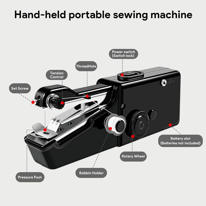 Mini Handheld Sewing Machine, Portable Electric Stitching Machine for Quick