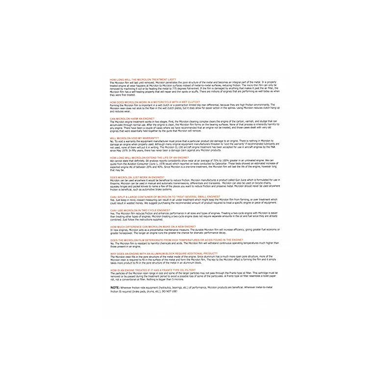 Microlon Cl100 High Performance Engine Treatment Kit for 4-Cylinder Engine