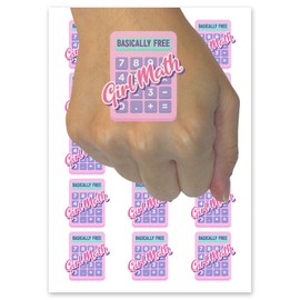 Girl Math Temporary Tattoo Water Resistant Fake Body Art Set Collection - 54 1" Tattoos (1 Sheet)