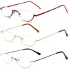 REAVEE 3 Pack Half Frame Retro Designer Alloy Reading Glasses