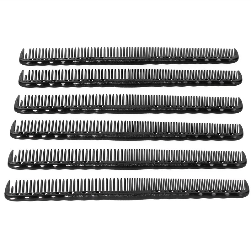 6pcs Carbon Fine Cutting Combs Salon Barber Plastic Hairdressing Flat