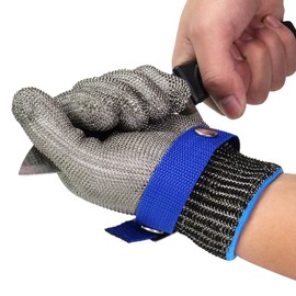 HUUSJE Level 9 Cut Resistant Gloves for Work Gloves, Stainless Steel Mesh Protective Gloves, For Disaster Prevention, For Both Left and Right Use, Includes 1 Cotton Glove