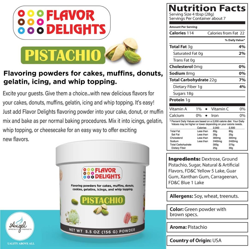 Angel Specialty Products Flavor Delights Flavored Powder Bakery Mix Pistachio