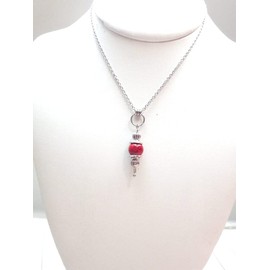 Vintage Style Thurcolas Stainless Steel Ladies Necklace with Red Reconstituted Turquoise Pendant