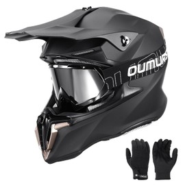 Oumurs DOT Youth Dirt Bike Helmet with Goggles & Gloves for 8-18 Years Old, Kid ATV Helmets for Youth Boys Girls, Four Wheeler Helmet Motocross BMX MX ATV UTV Offroad Street Go Kart Riding Dirt Bike