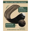 Ugeat Microring Real Hair Extensions Black Ombre Micro Loop Extensions