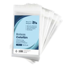 RAYLU PAPER - 100 Sacchetti Trasparenti in Cellophane con Chiusura Autoadesiva, Bustine di Plastica per Regali di Compleanno, Feste, Matrimoni, Comunioni e Natale (10 x 15 cm)