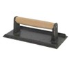 A-to-Z Supply SLKSW095 Steak Weight, 5" x 9", Wood Handle, Heat Resistant Ribbed Bottom, cast Iron, Black