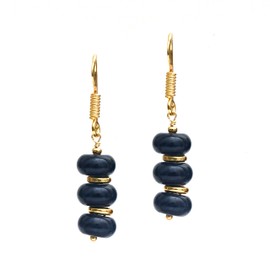 Gempires Sapphire Beads Earrings for Women, Dangle Drop Earring, Handmade Jewellery, 14k Gold Plated Hook Earrings, (Blue Sapphire)