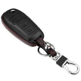 Karlass 3 Button Car Faux Leather Key Fob Case Cover for Ford F-150 F-250 F350 2015-2020 F-450 F-550 2018 2019 for Ranger 2019 Explorer 2016 2017 Ecosport 2018 2019 with Key Rings Black