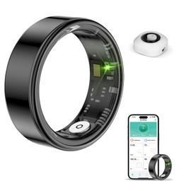 HPLSZCN Smart Ring Health Tracker, Sleep & Heart Rate Monitor, IP68 Waterproof Fitness Ring for Men/Women, Smart Ring Fitness Tracker for Daily Sports, Android & iOS (Black, #10)