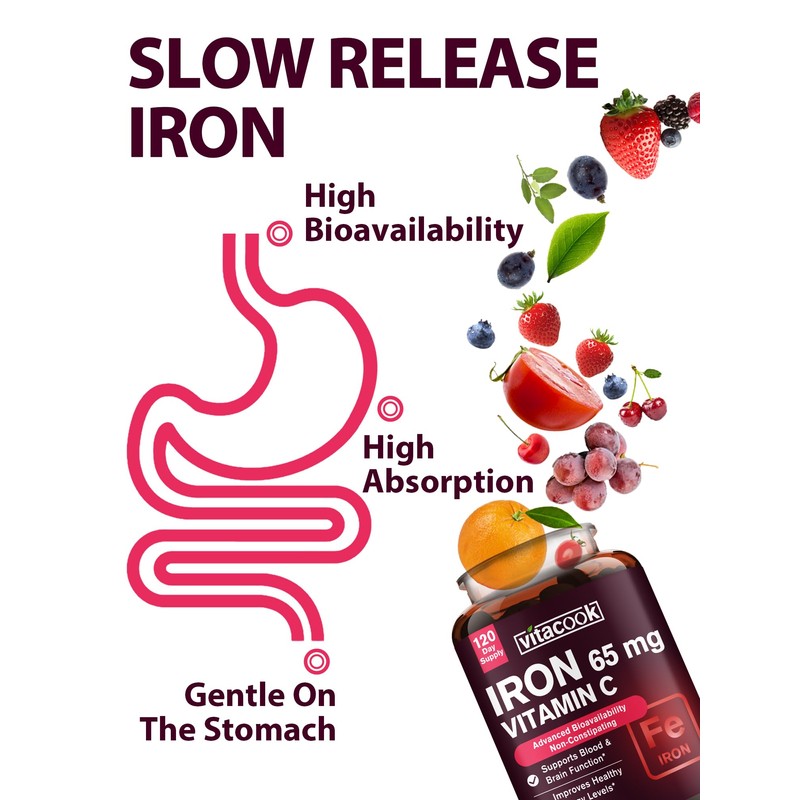 Vitacook Iron Supplement for Women Men | High Potency Iron