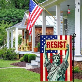 NASIAN 3 Ply Resist Garden Flag 12x18 Inch Double Sided Statue of Liberty Anti Political No Kings Protest Signs Against Hands Off Yard Outdoor Decorations