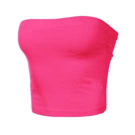 Women's Tube Crop Shapewear Tops Strapless Cute Sexy Cotton Tops HOTPINK S