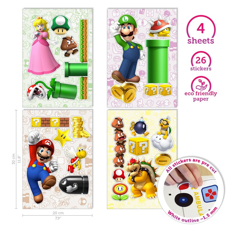 Mario Wall Sticker for Bedroom Children's Room Wall Sticker Multicoloured