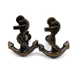 5MOONSUN5's Ship Anchor Cast Iron Door Knobs/Drawer Pulls Dresser Door Knobs for Cabinets, Wardrobes & Kitchen Cupboards/Pull and Push Handle Knobs Handmade Set of 2