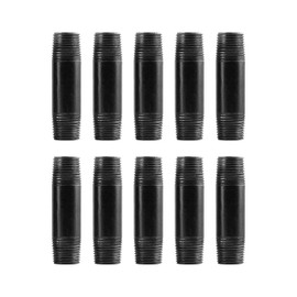 AKW (10, 1/2" x 3-1/2") Black Nipple Malleable Industrial Steel Threaded Pipe Nipples and Fittings, Plumbing, DIY Furniture, 10 Pack