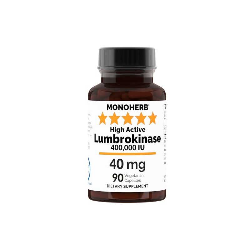 MONOHERB Lumbrokinase 40 mg per Capsule - 90 Vegetarian Capsules