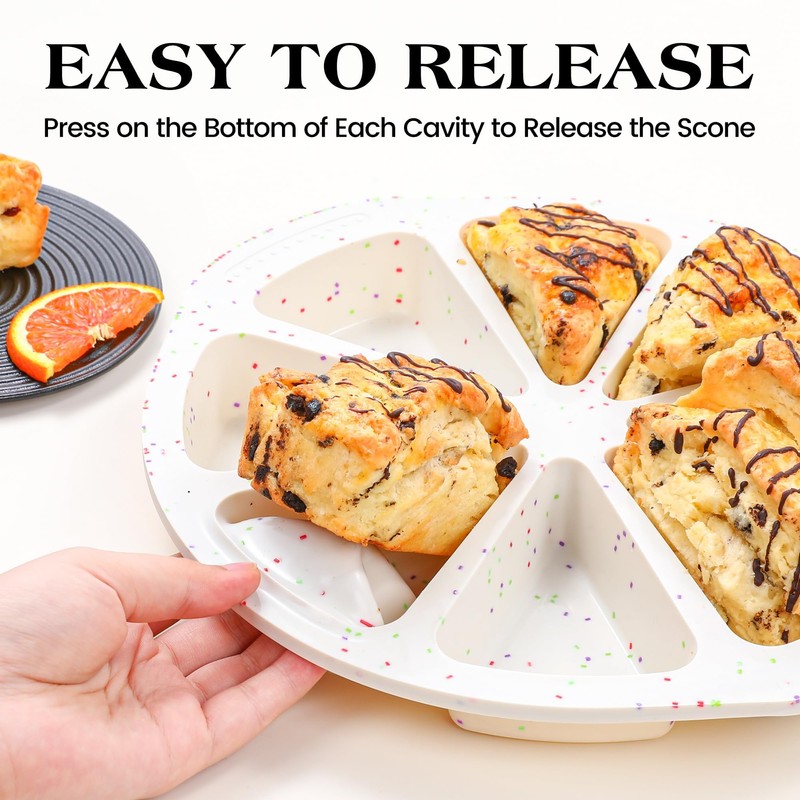 AOTASO Silicone Scone Pan with Metal Reinforced Frame, 8-Cavity Non-Stick