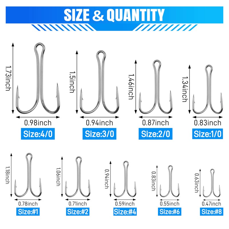 Classic Double Fsihing Hooks, 35pcs Frog Fly Tying Hooks 3X