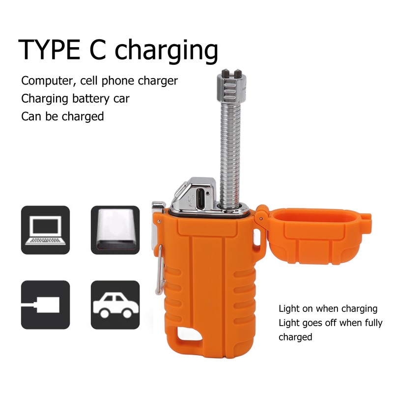 USB Rechargeable Lighter Windproof Dual Arc Lighter Waterproof Flameless Electric