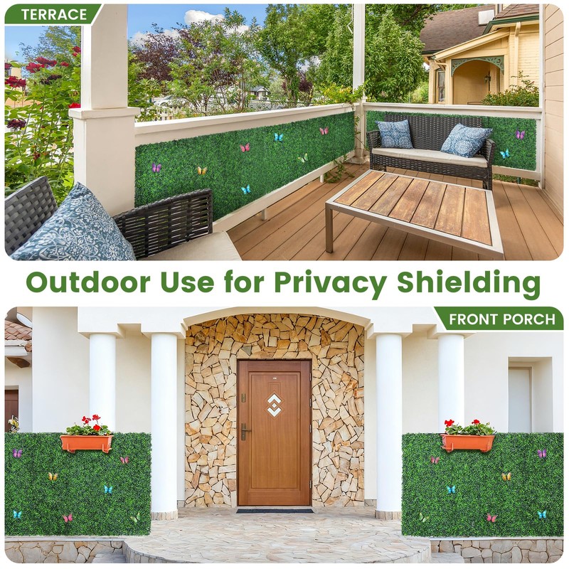 48×120" Faux Ivy Fence Screen Roll UV Resistant Boxwood Privacy