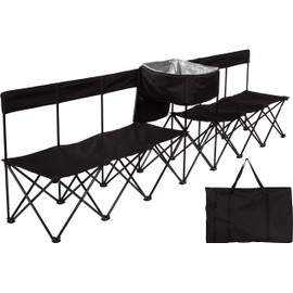 Trademark Innovations Sideline Bench, 6 Seater, Black