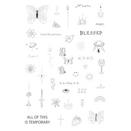 Tatsy Pequeño set de tatuajes temporales pequeños, mini tatuajes falsos realistas y lindos, set de pegatinas de tatuajes, tatuajes para dedos, para...
