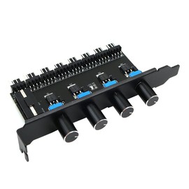 POFET Chassis Fan Hub PC 8 Channel Fan Hub 4 Button Fan Speed Controller for CPU Chassis PCI Bracket 0 to 12V Fan Controller