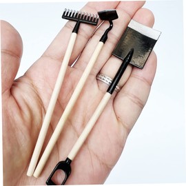 Kisangel 3pcs Dollhouse Accessories Tools Rakes Miniature Garden Accessories Miniature Gardening Rake Shovel Miniature Garden Rake Rake Miniature Rake Black Plastic