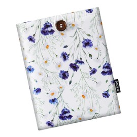 MoKo 6-7 Inch Embroidered Daisy Padded Sleeve Pouch for Kindle Colorsoft, Kindle Paperwhite 12th Gen 2024, Kindle 2022-2016, Kindle Pouch for Oasis/Voyage/Kobo eReader, Blue